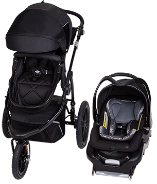 black stroller and carseat combo